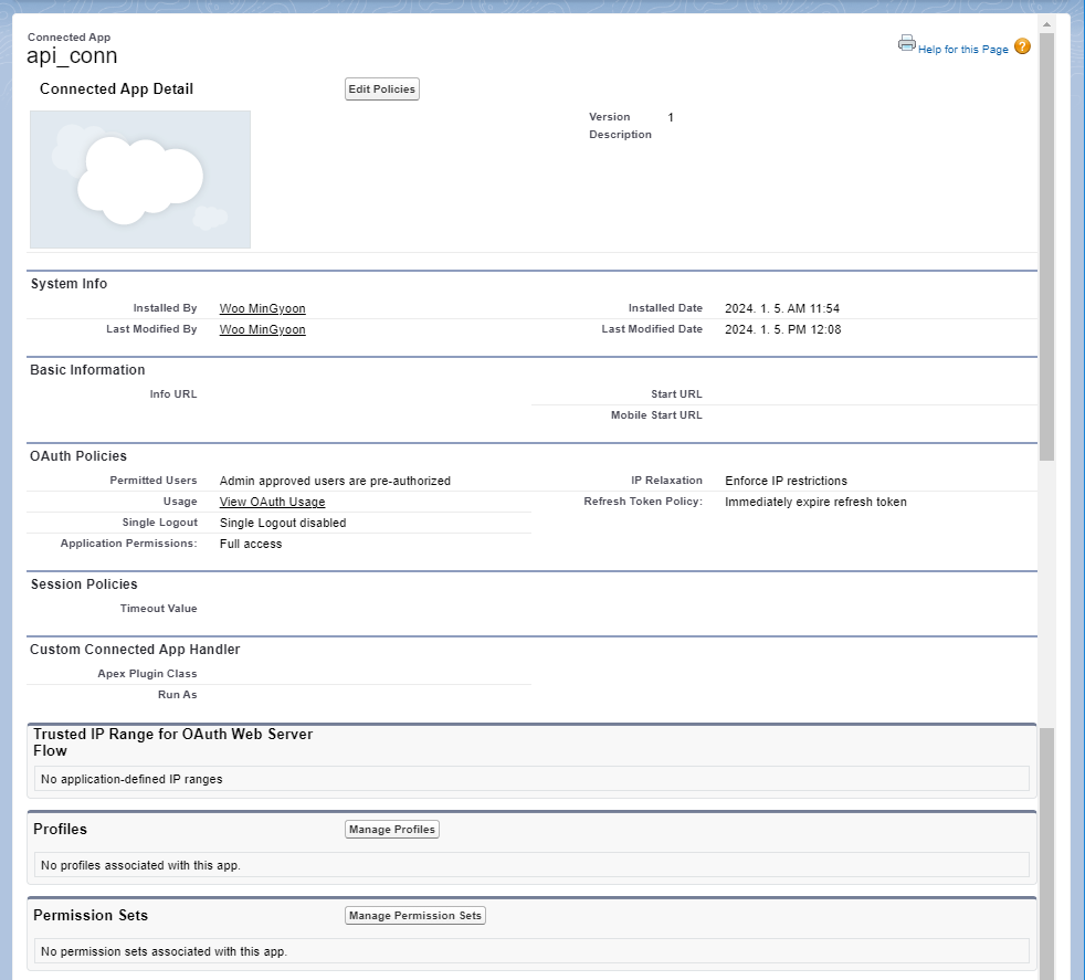 ConnectedApp Profile